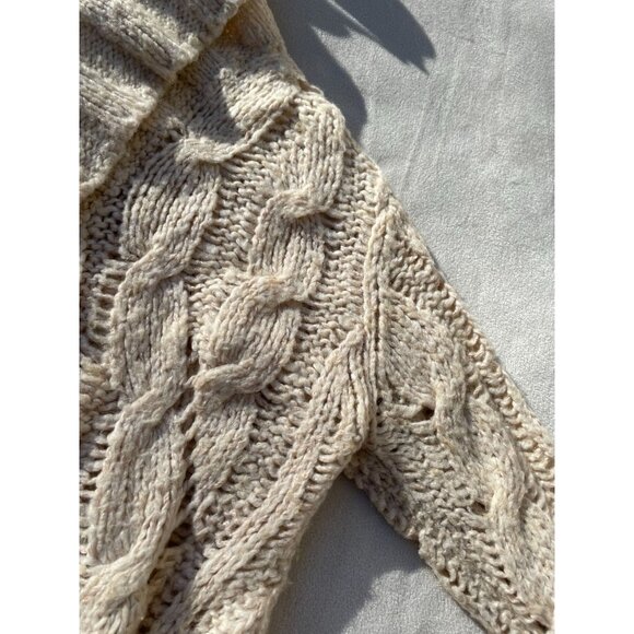 Free People XS Womens Cable Knit Wrap Cardigan Sweater Beige Wool & Acrylic Y2K - Picture 9 of 14